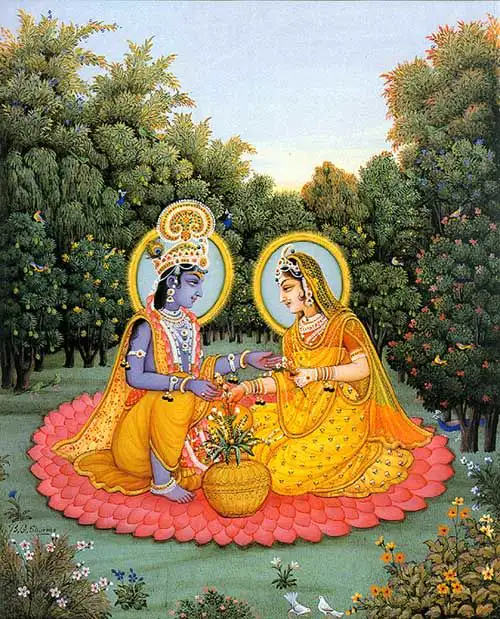 Tulasi vidury Radha Krishnos